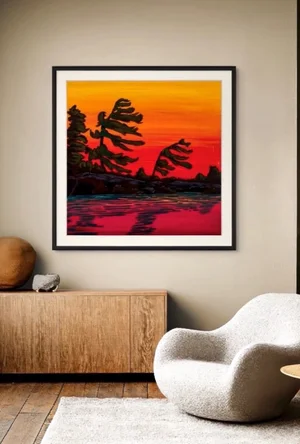 油彩画 Twin Moorings Duvall Wind Swept Bay in Fall — ANDREW D MILNE ART